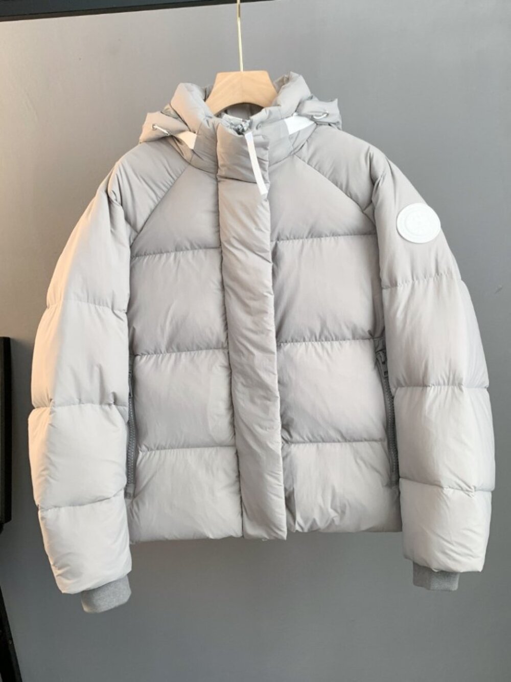 Canada Goose Short Light Grey Puffer Jacket